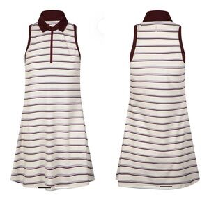 RLX Ralph Lauren Burgundy and White Striped Golf Tennis Dress